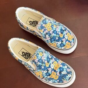 Vans Floral Canvas Shoes - Blue/Yellow